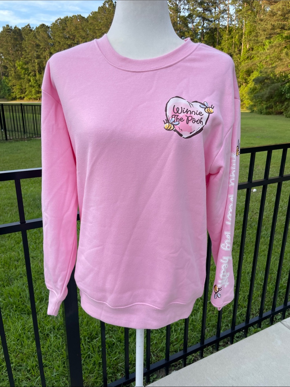 Disney Pink Winnie the Pooh Heart Crewneck Sweatshirt